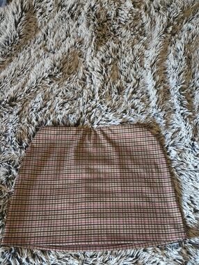 Maurices Pink and Brown Plaid Mini Skirt